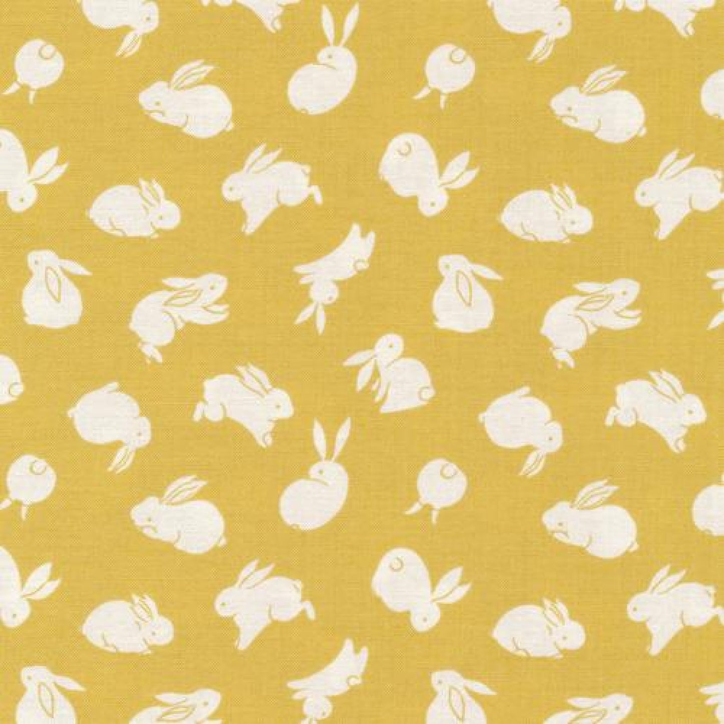 Paintbrush Studio Fabric - Moon Rabbit - Tossed Rabbit Yellow - Quilters Cotton