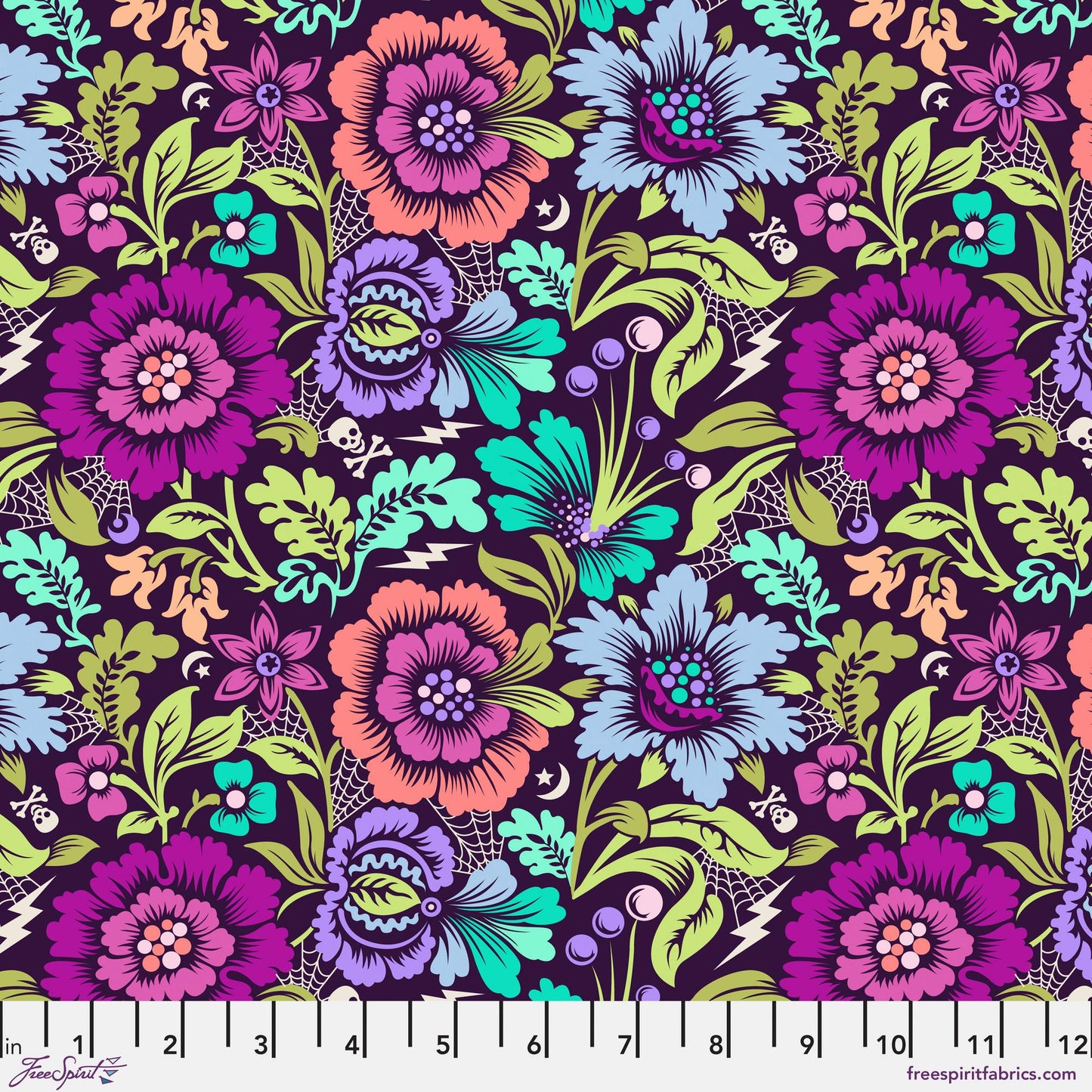 Spider Blossom Equinox - Nightshade Deja Vu - Tula Pink - Freespirit Fabrics - 100% Quilters Cotton