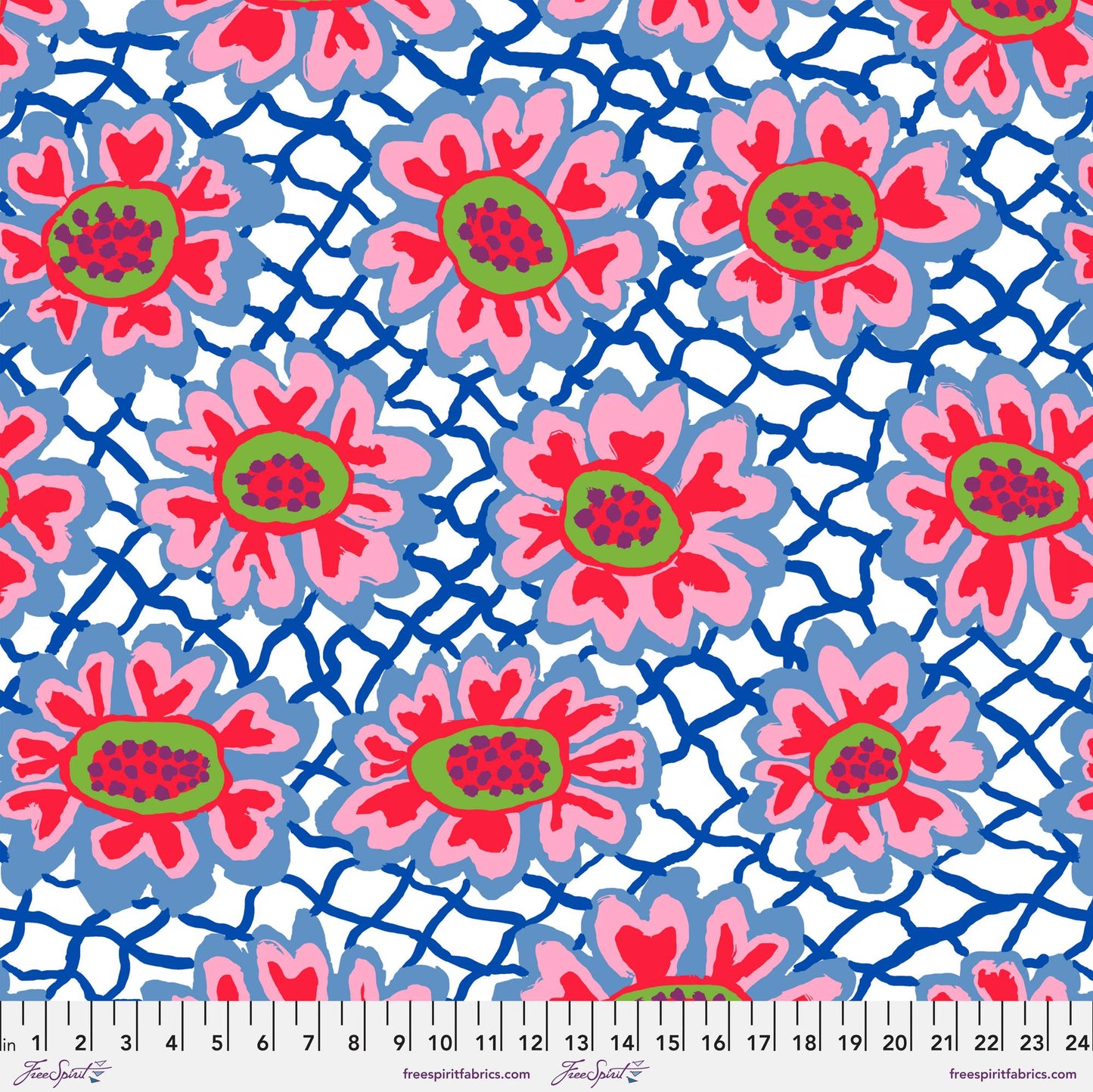 108" WIDEBACK Flower Net White - Kaffe Fassett Collective  Brandon Mably - 100% Cotton Sateen