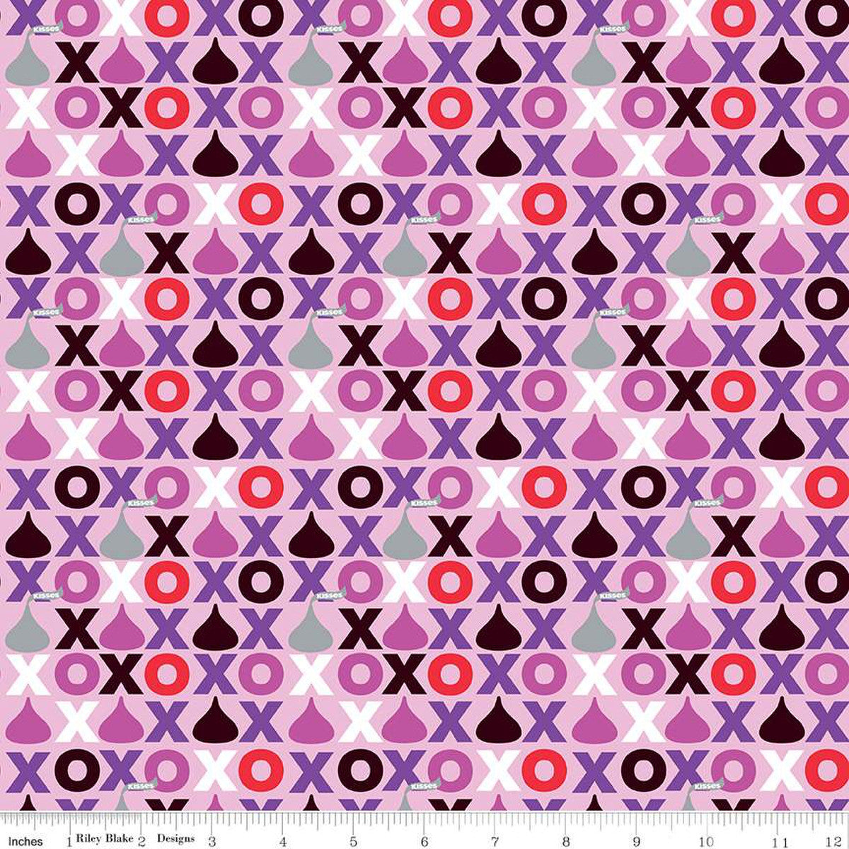 Celebrate with Hershey Valentine's Day Hugs & Kisses Pink Sparkle Riley Blake Fabric Fetish