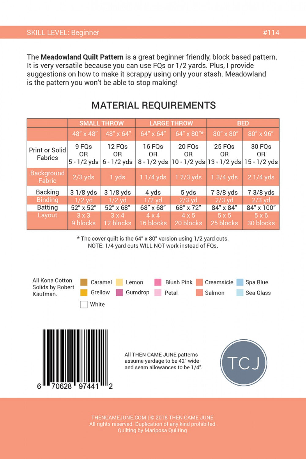 Meadowland Quilt Pattern - From Then Came June - FQ Friendly