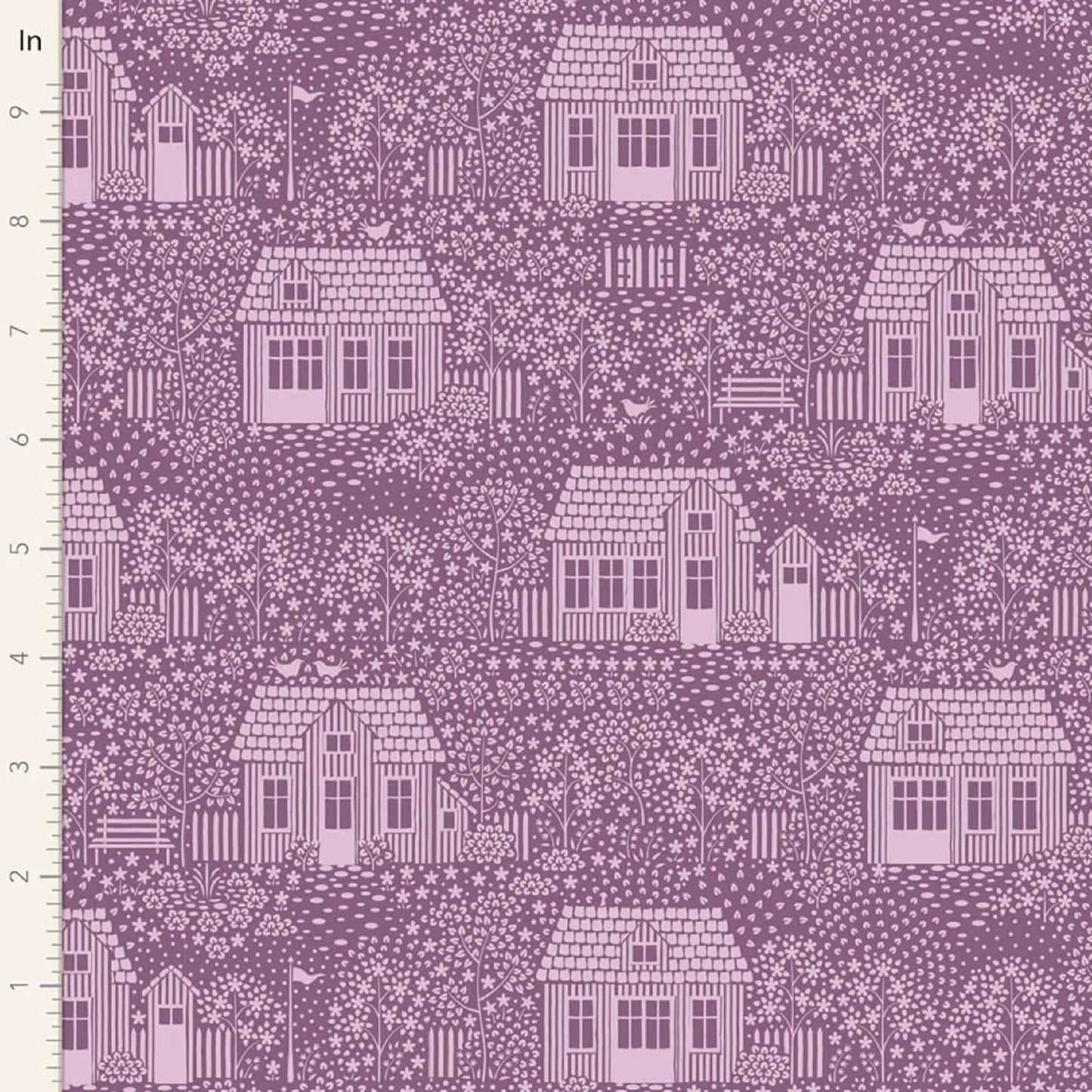 My Neighborhood Lilac - Hometown - Tilda Fabric - Tone Finnanger - 100% Quilters Cotton