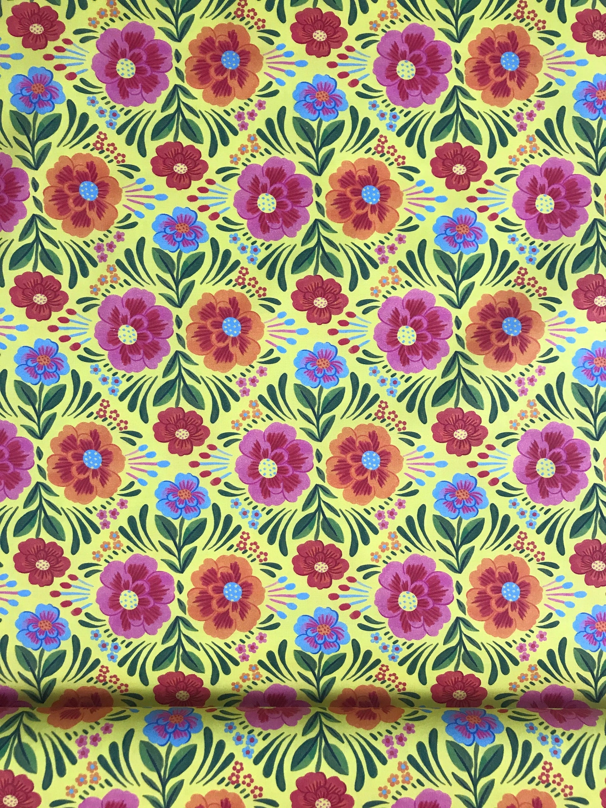 Floral Yellow - Viva Mexico - Deborah Curiel - Paintbrush Studio Fabric 100% Quilters Cotton Fabric Fetish