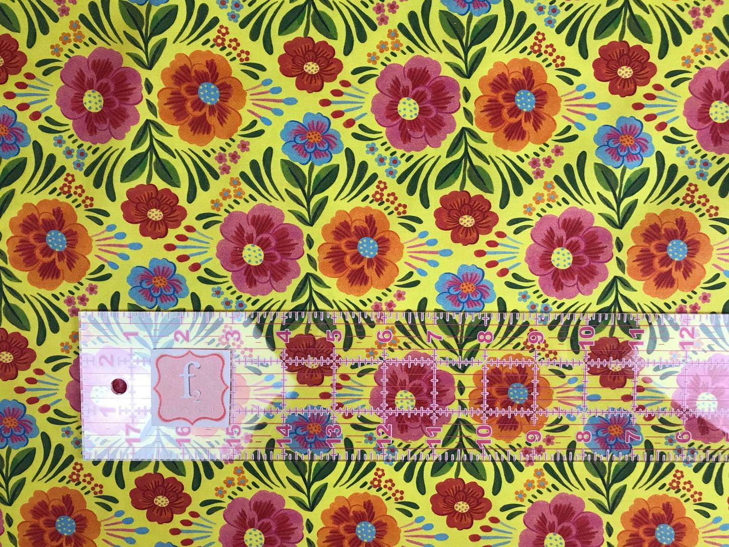 Floral Yellow - Viva Mexico - Deborah Curiel - Paintbrush Studio Fabric 100% Quilters Cotton Fabric Fetish ruler