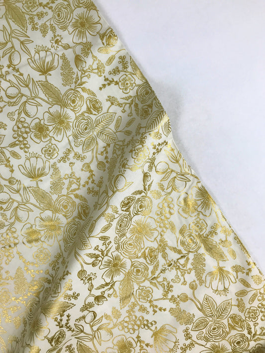 Colette Cream METALLIC - Holiday Classics - Anna Bond Rifle Paper Co - Cotton + Steel