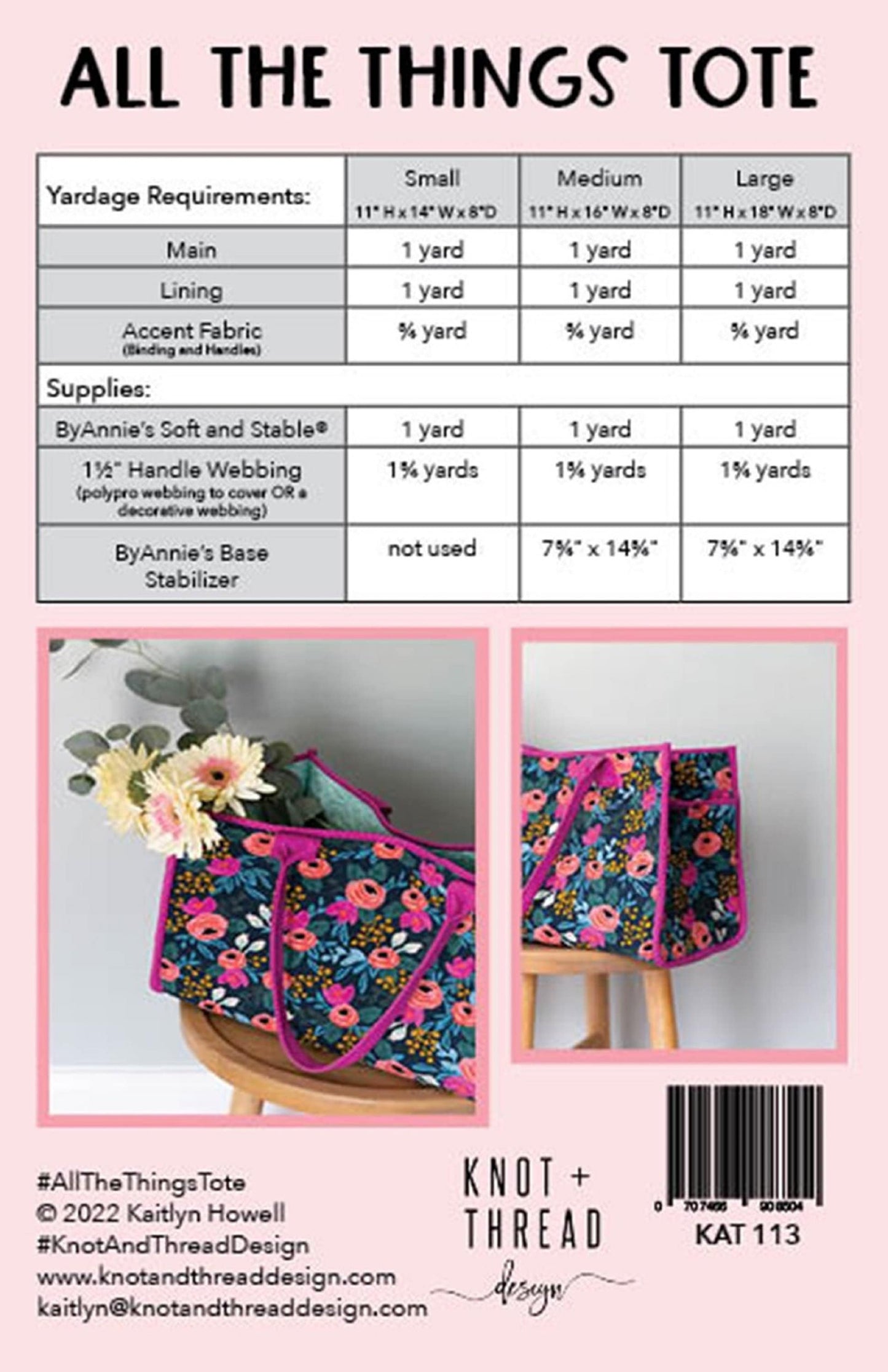 All the Things Tote Paper Sewing Pattern - Kaitlyn Howell - Knot + Thread Designs