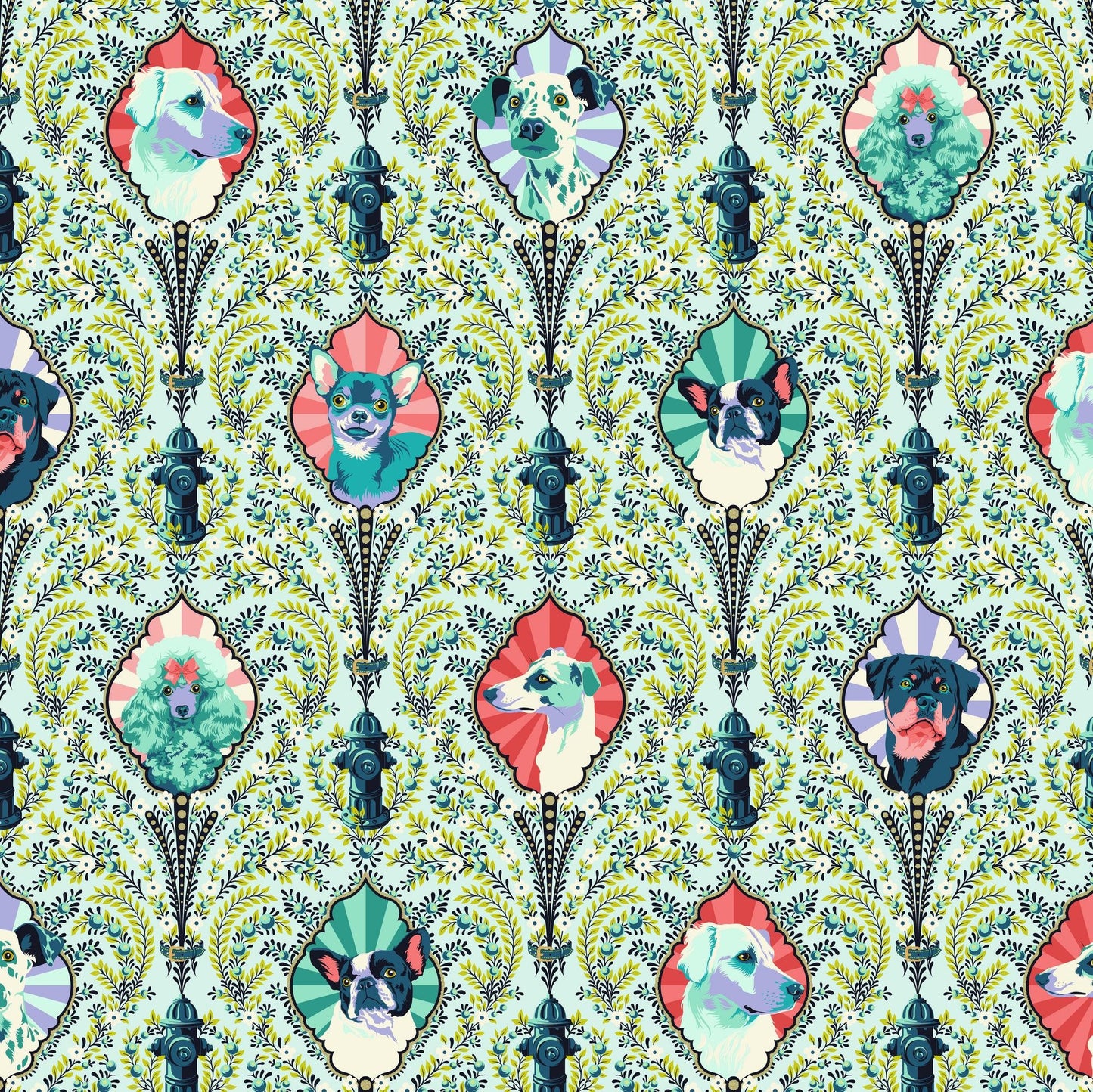 Puppy Dog Eyes Bluebell Besties Tula Pink Gold METALLIC - Freespirit Fabrics FABRIC FETISH