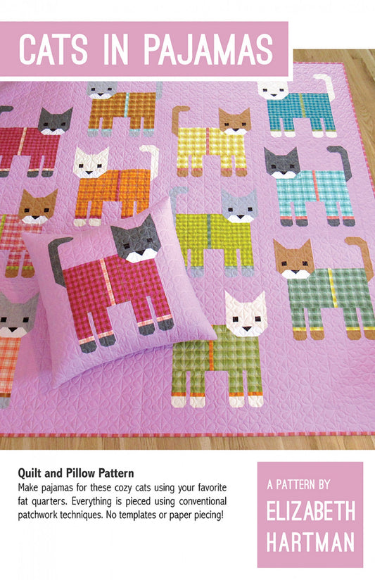 Cats in Pajamas Quilt Pattern - Elizabeth Hartman - 2 Sizes Plus a Pillow fabric fetish