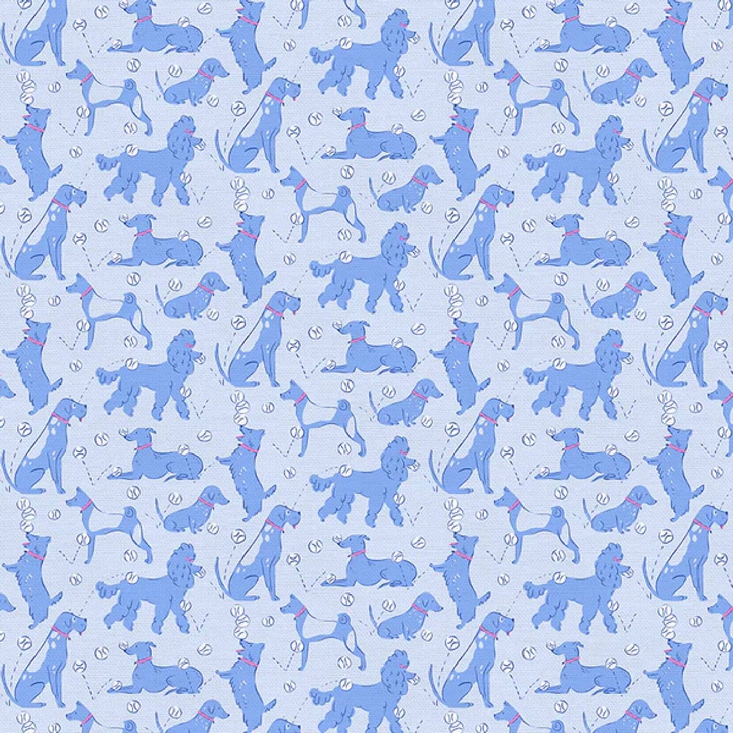 Tennis Ball Dogs Light Blue Country Club Canines Krissy Mast Paintbrush Studio Fabric 100% Quilters Cotton 120 24739 Fabric Fetish