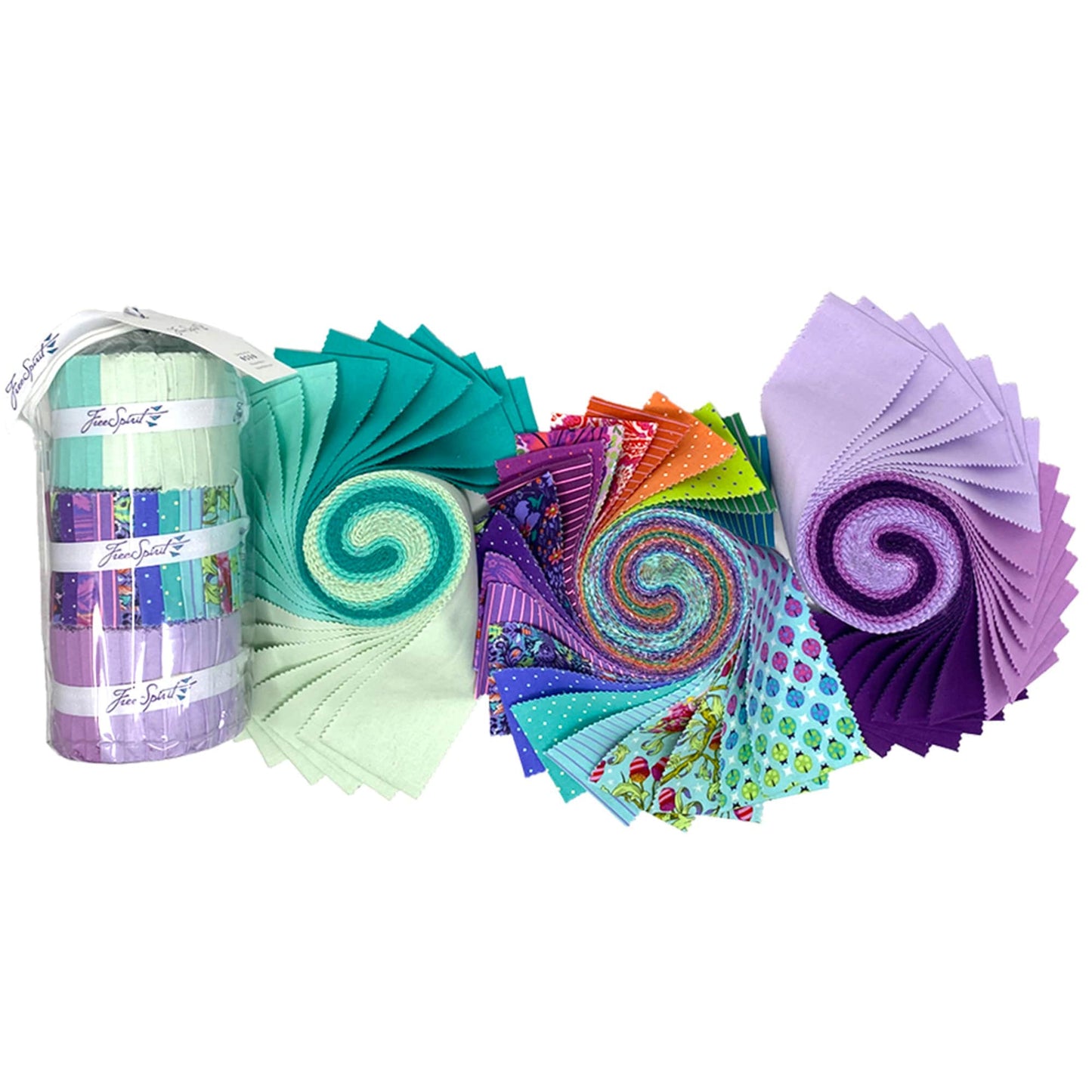 Glimmery Tula Tiny Beasts and Solid Mini Design Roll Bag - 63 pcs/3 Rolls Tula Pink for FreeSpirit Fabrics