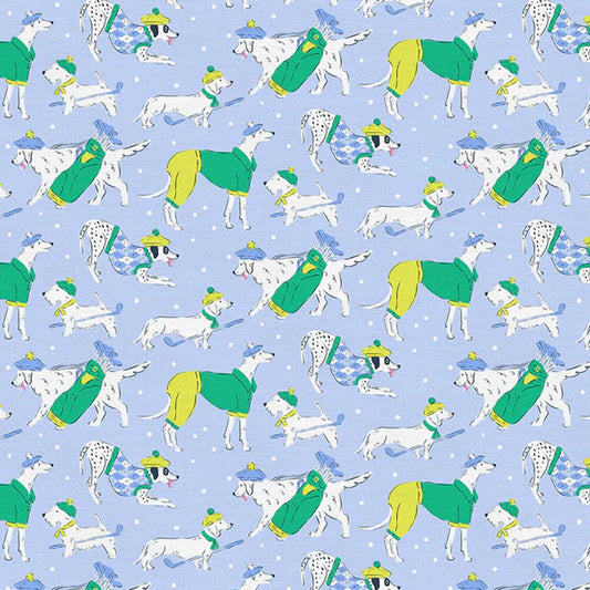 Golf Dogs Light Blue Country Club Canines Krissy Mast Paintbrush Studio Fabric 100% Quilters Cotton 120 24737 Fabric Fetish