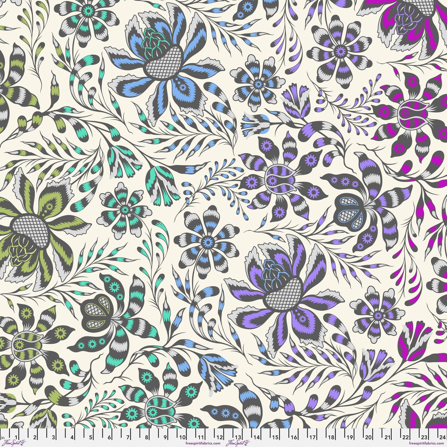 108" WIDEBACK Super Wild Vine Mist ROAR! Tula Pink Per Half Yard Continuous Fabric Fetish