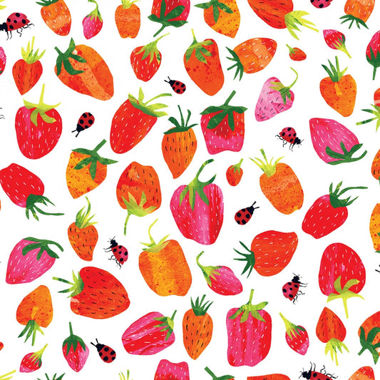 Strawberries White Summer Splash Tracey English Clothworks Y4104 1 Fabric Fetish