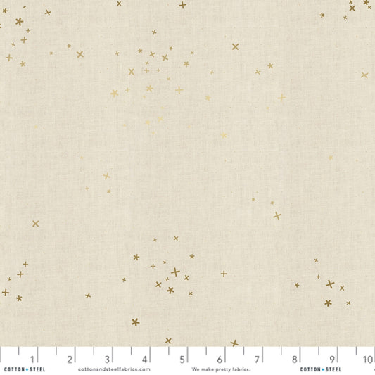 Freckles Twinkle METALLIC Gold Cotton + Steel Basics Quilters Cotton Cont. Yardage Fabric Fetish