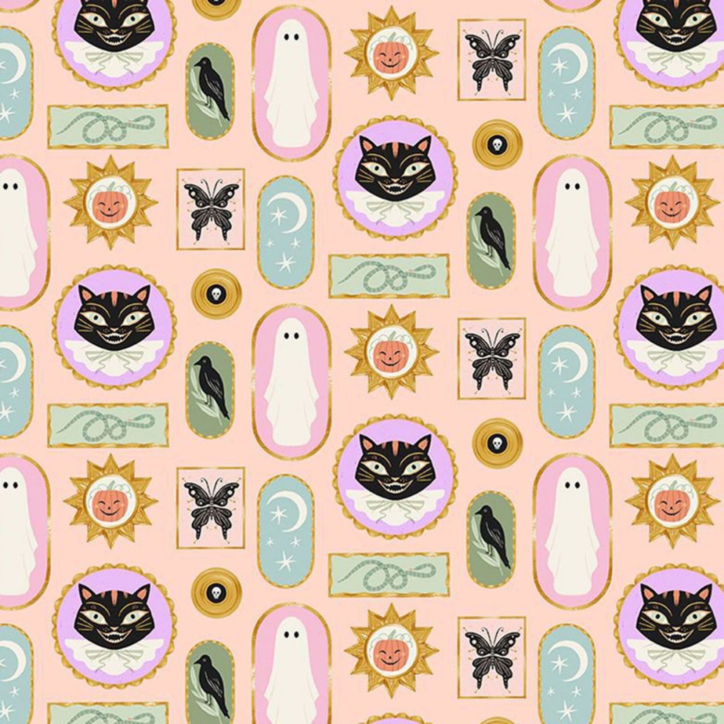 Spooky Frames Blush Harvest Moon Dear Stella Fabric Quilters Cotton Fabric Fetish