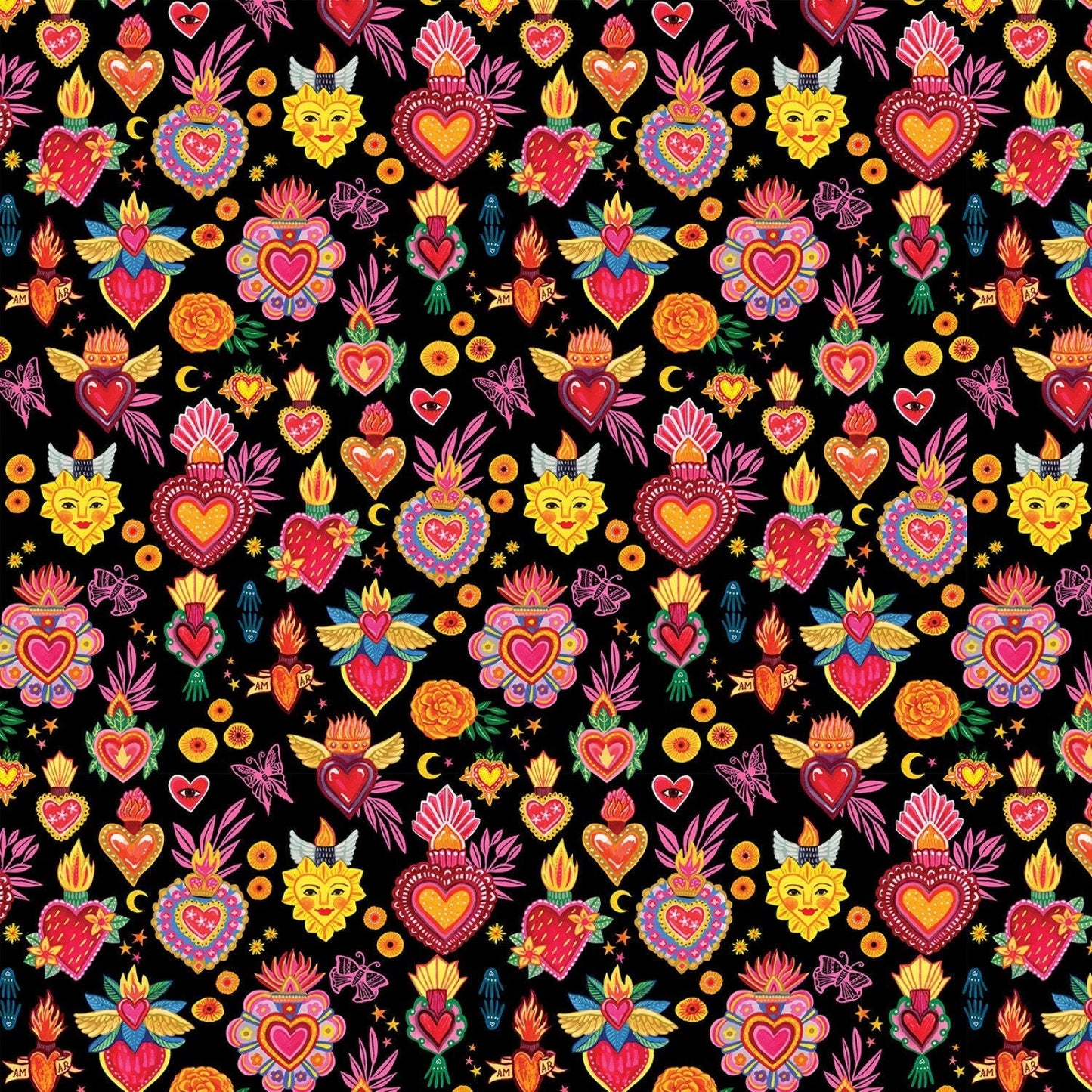 Dia De Los Muertos Coal Hola Frida Miriam Bos Dear Stella Fabric Quilters Cotton Fabric Fetish