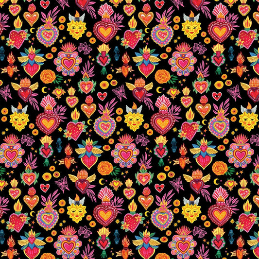 Dia De Los Muertos Coal Hola Frida Miriam Bos Dear Stella Fabric Quilters Cotton Fabric Fetish