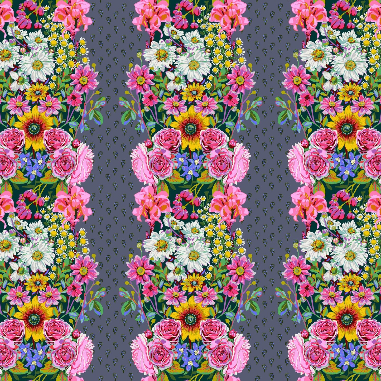 Beata's Garden Steel Good Gracious Anna Maria Horner 100% Quilters Cotton Fabric Fetish