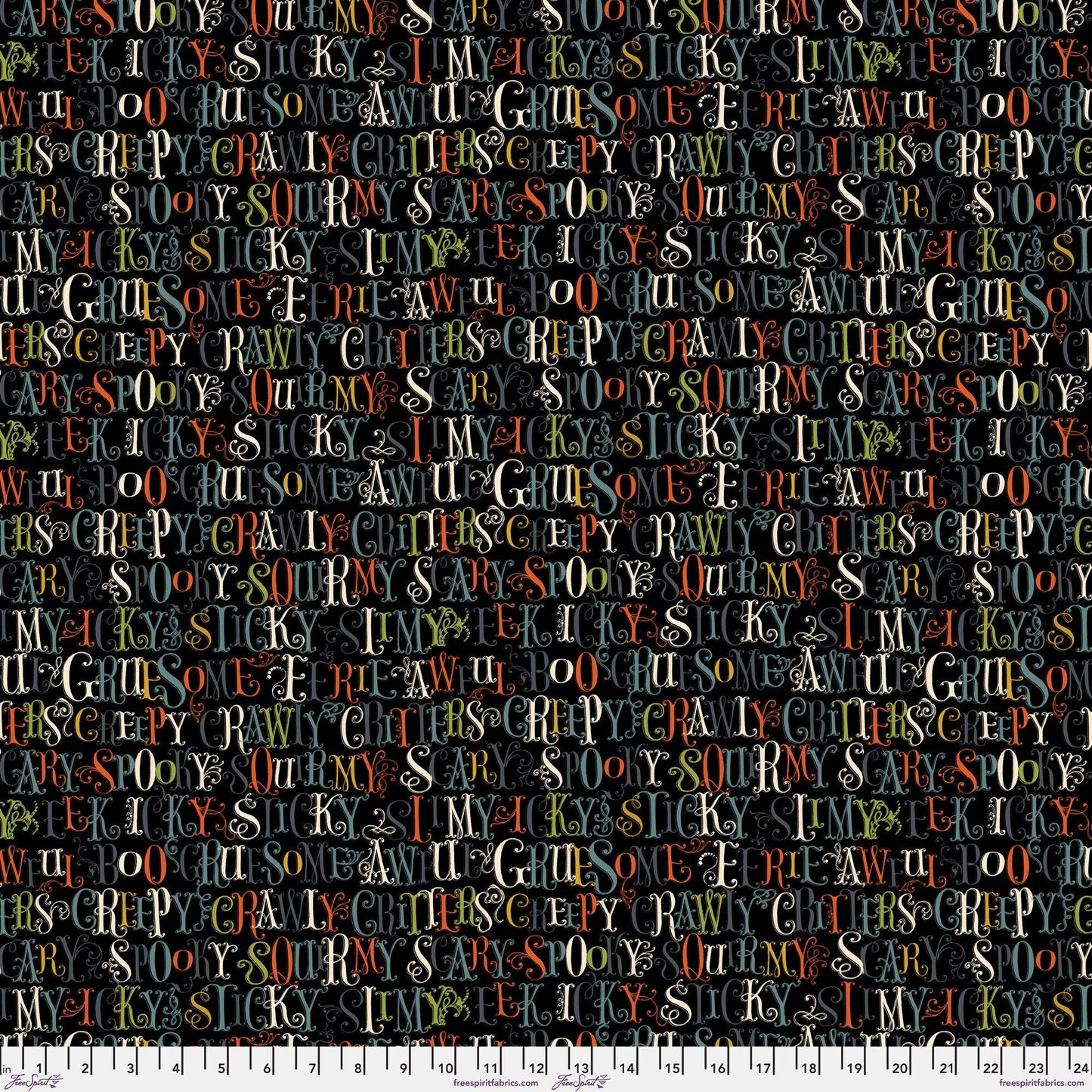 Creepy Crawly Licorice Haunted Brenda Walton Freespirit Fabrics 100% Quilters Cotton Fabric Fetish