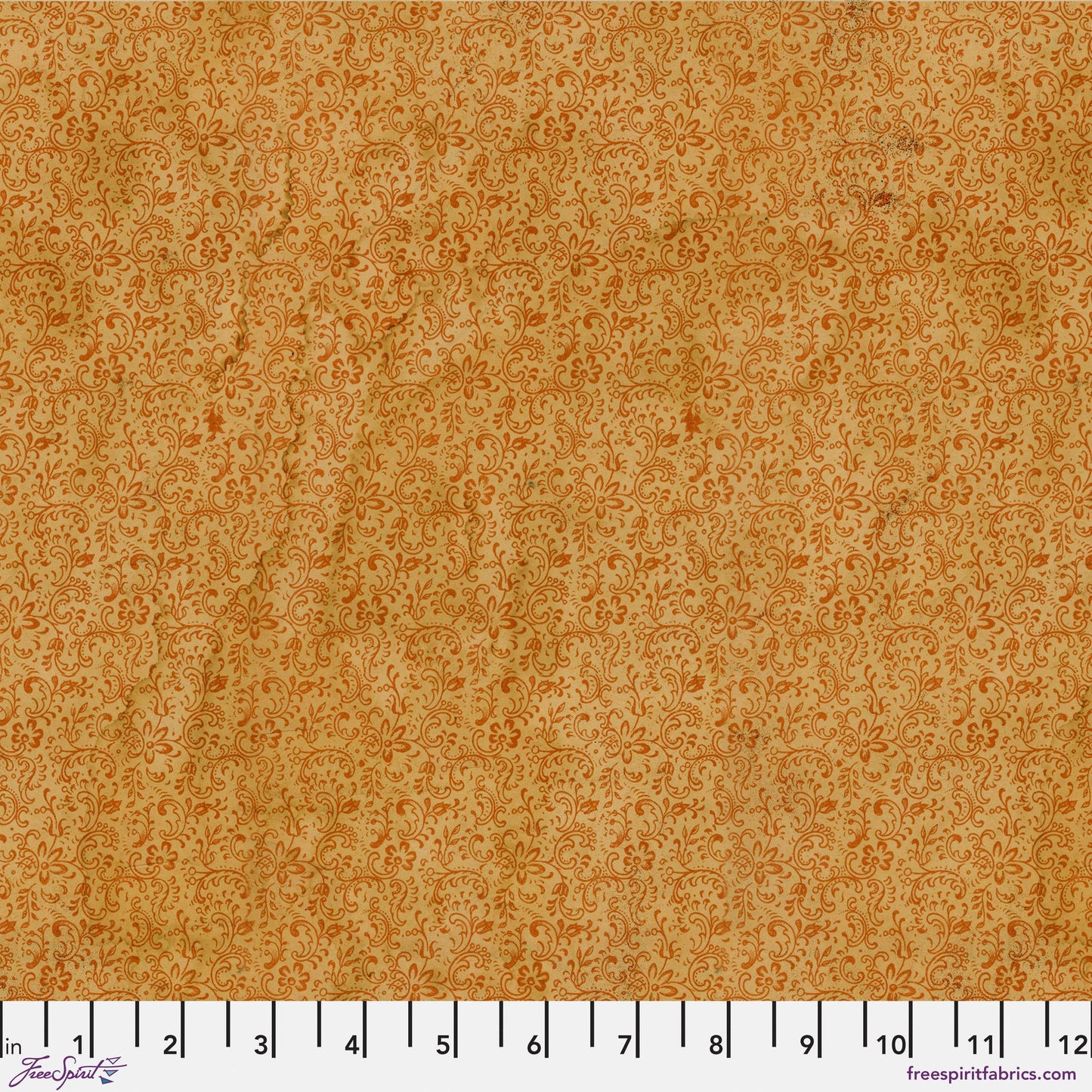 Flourish Orange Eclectic Elements LABORATORY Tim Holtz 100% Quilters Cotton Fabric Fetish