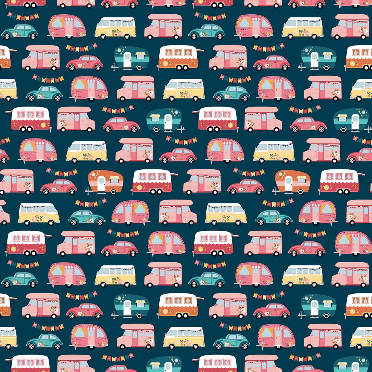 Campers Midnight Gone Glamping Lori Whitlock Riley Blake Fabrics 100% Quilters Cotton Fabric Fabric Fetish