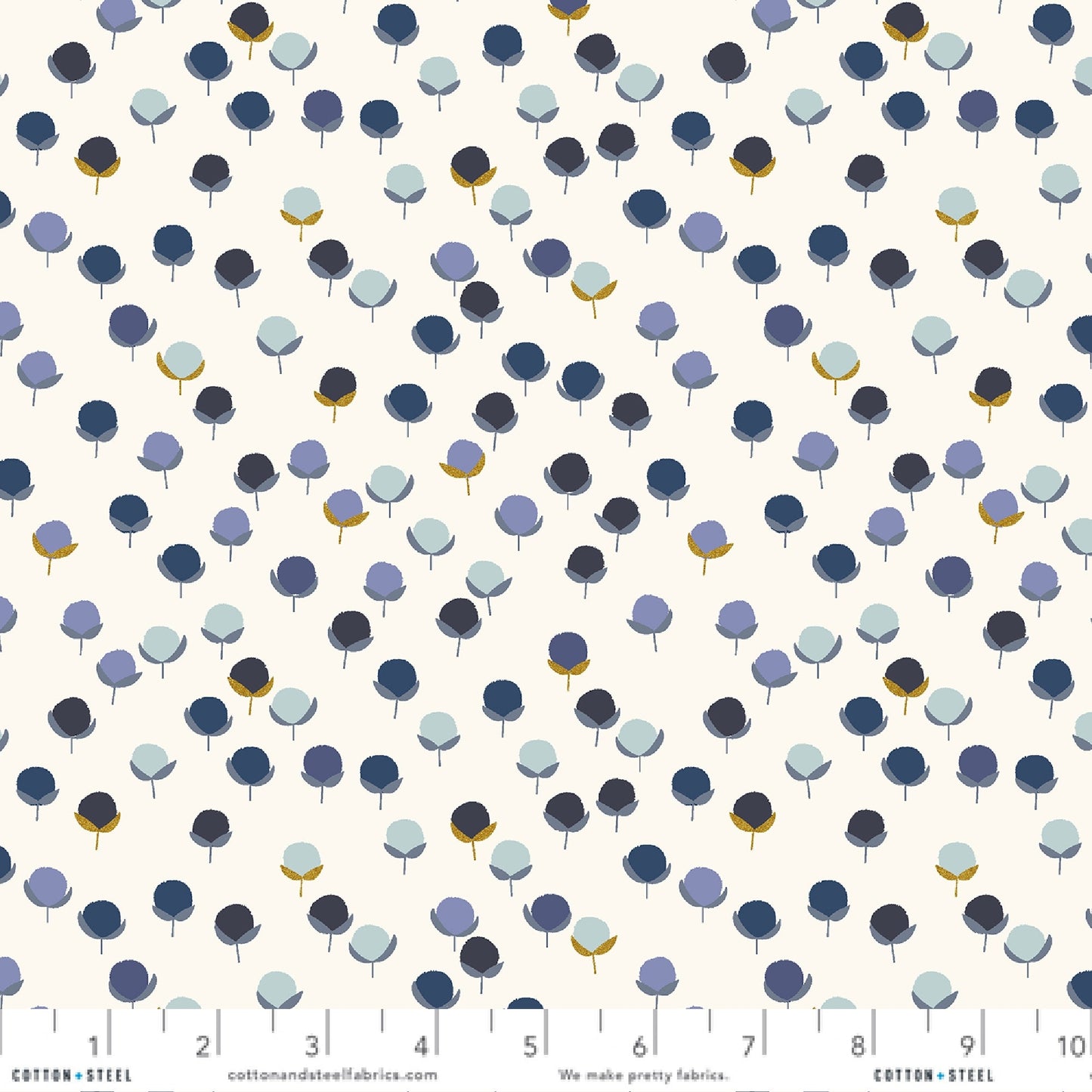 Budlings Meadowland METALLIC Rebekka Connelly Gathering In The Garden Cotton + Steel Quilters Cotton Fabric Fetish