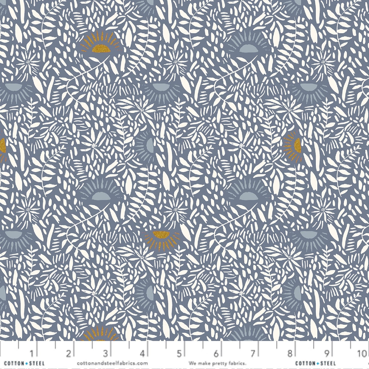 Nature Walk Water Breaking METALLIC Brittany Polatis Marked by Nature Gathering In The Garden Cotton + Steel Quilters Cotton Fabric Fetish