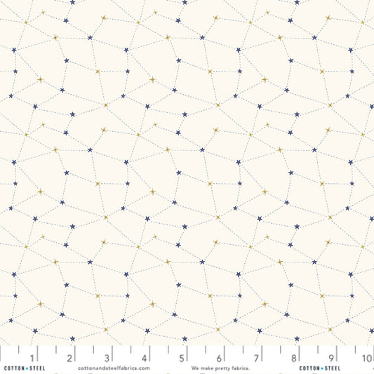 Starry Night Under The Moonlight METALLIC Carys Mula Savanna Cotton + Steel Fabrics Quilters Cotton Fabric Fetish