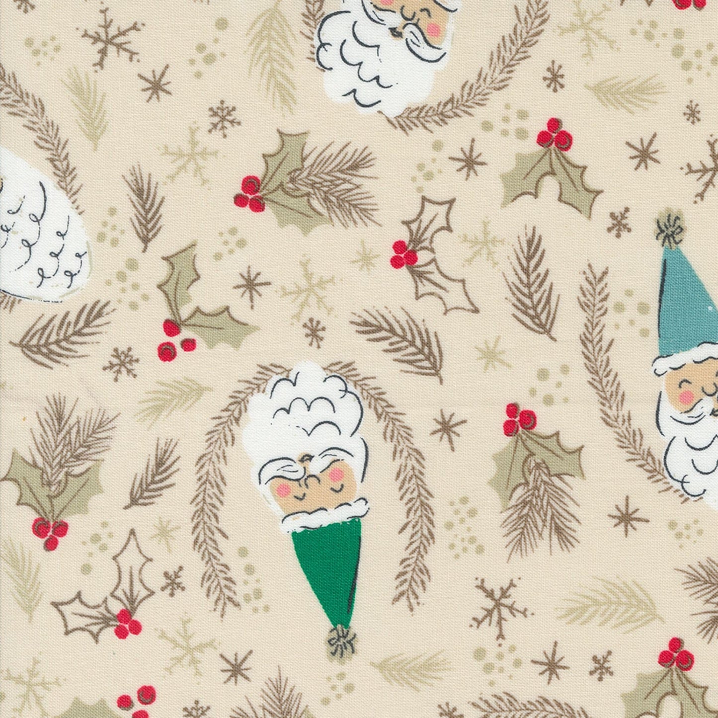 Jolly St Nick Natural Cozy Wonderland Fancy That Design House Moda Quilters Cotton Fabric Fetish