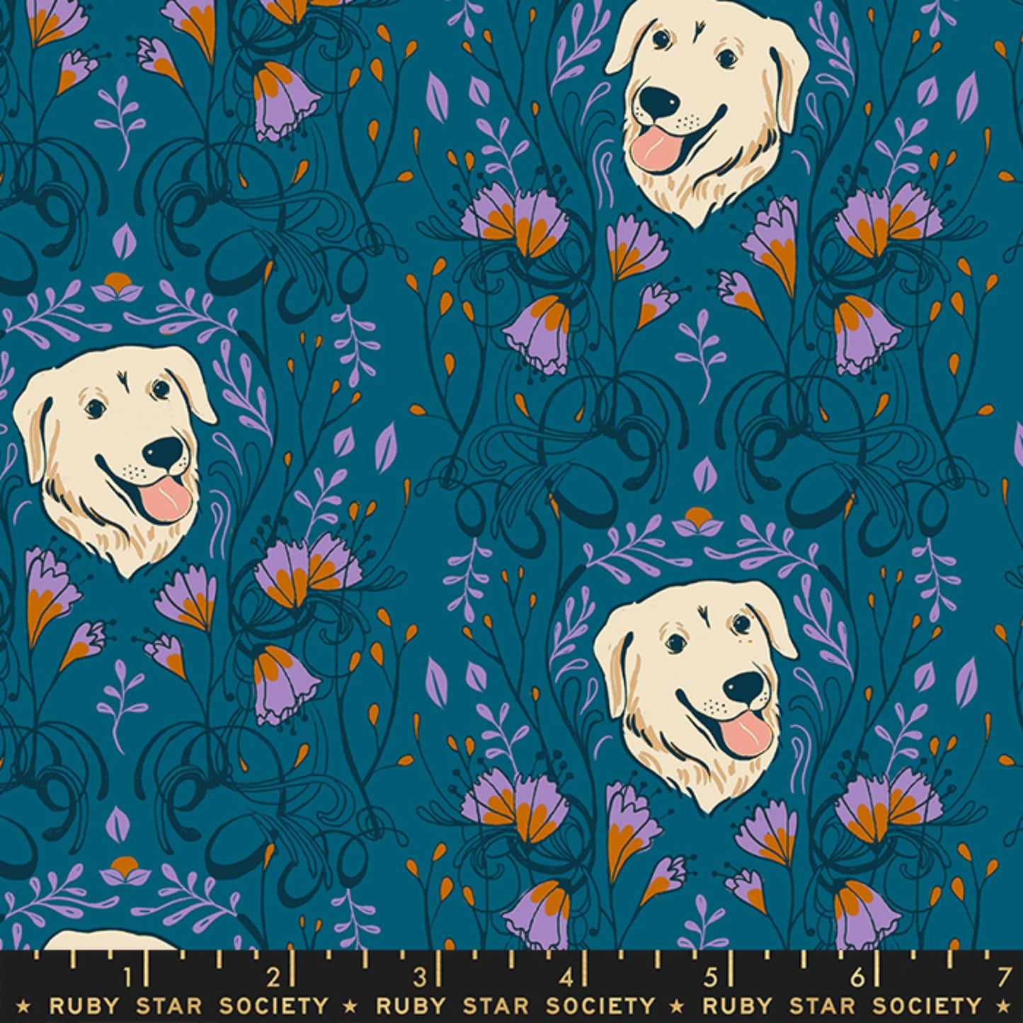 Golden Garden Teal Dog Park Sarah Watts Ruby Star Society Moda 100% Cotton Quilting Fabric Yardage Fabric Fetish