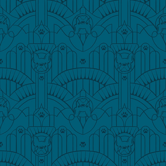 Deco Pup Teal Navy Dog Park Sarah Watts Ruby Star Society Moda 100% Cotton Quilting Fabric Yardage Fabric Fetish