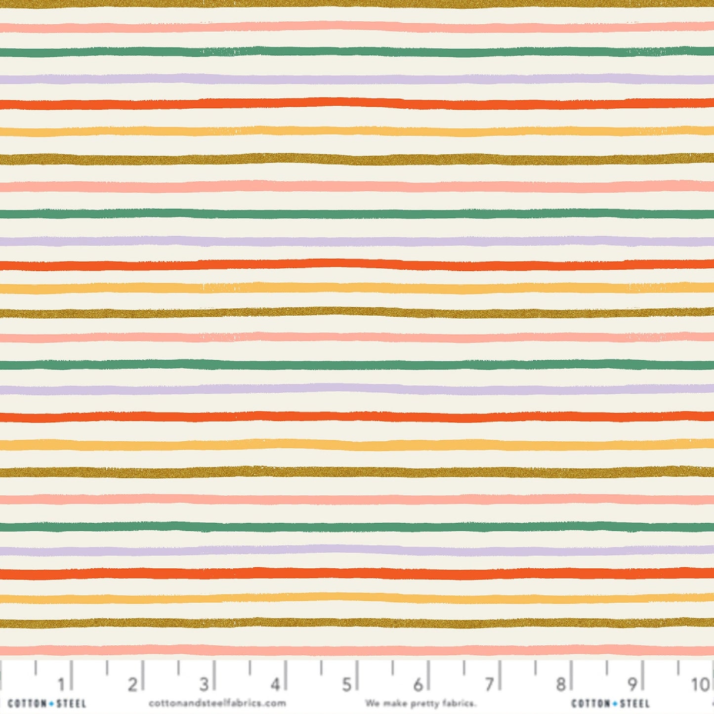Festive Stripe Cream METALLIC RP609 CM6M Orchard Anna Bond Rifle Paper Co Basics Cotton + Steel Fabric Fetish