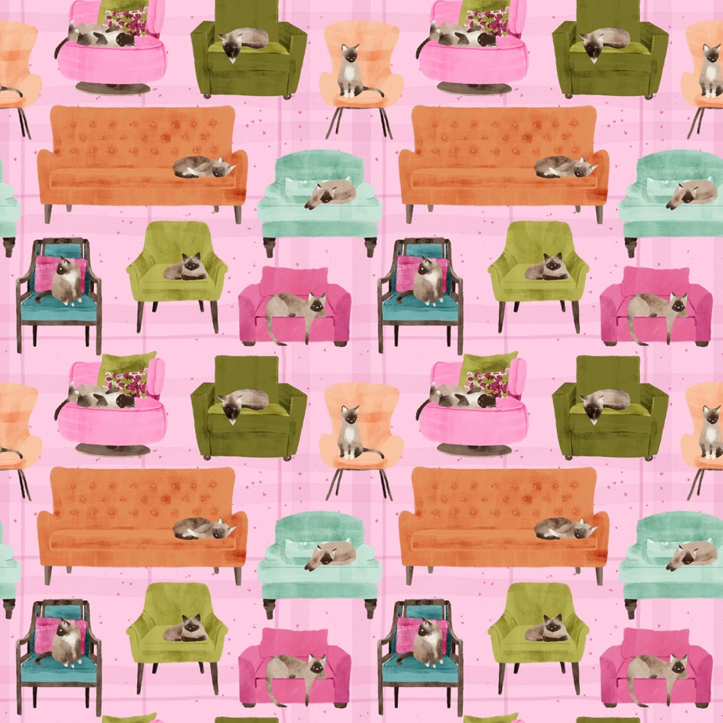 Lounge Cats Multi Lazy Sunday Pammie Jane Dear Stella Fabric Quilters Cotton Fabric Fetish