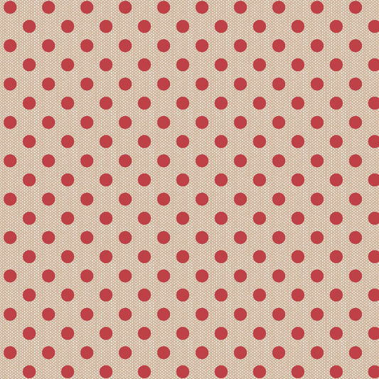 Polkadot Red Polka Dot WOVEN Creating Memories Tilda Fabric Tone Finnanger 100% Woven Quilters Cotton Fabric Fetish