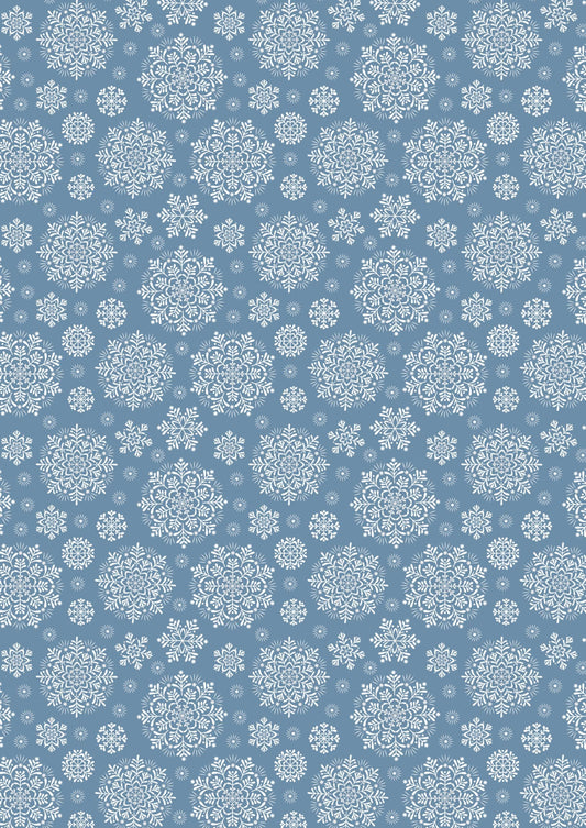 Snowflakes Iced Blue Peace and Joy Lewis and Irene 100% Quilters Cotton Fabric Fetish