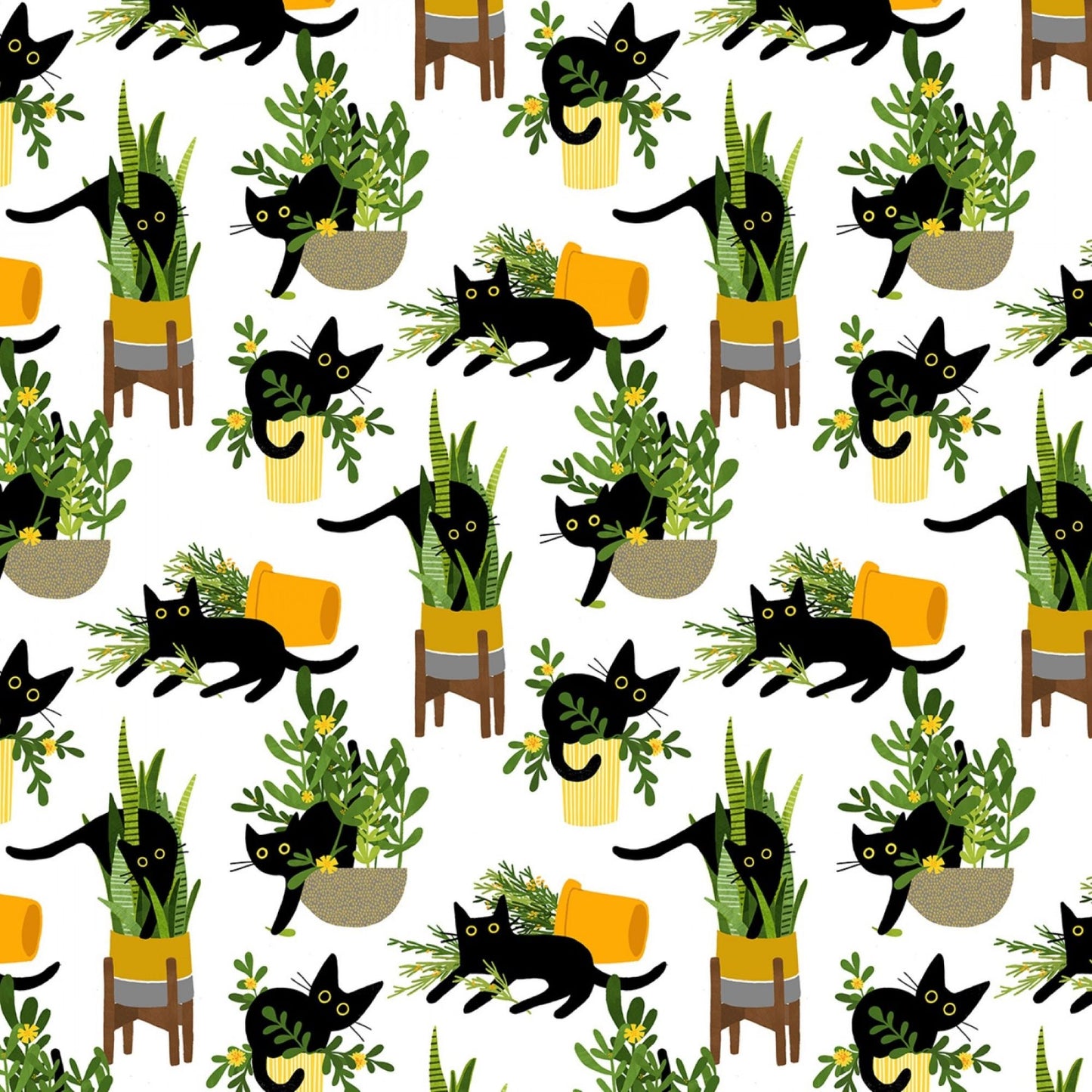 Just Purrlanted White A Tall Yarn Leeza Hernandez Leezaworks Dear Stella Fabric Quilters Cotton Fabric Fetish