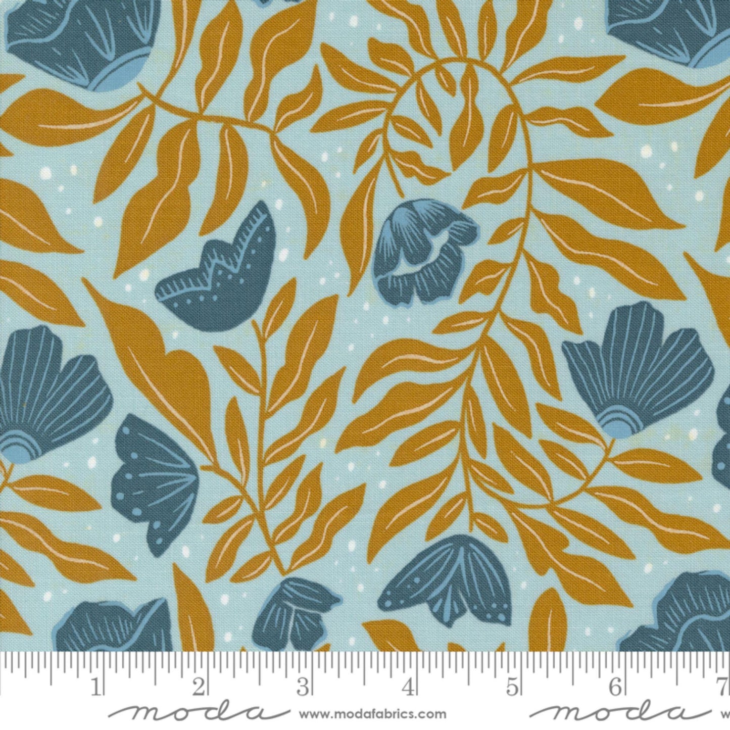 Dancing Flowers Mist Folk Lore Fancy That Design House Moda Quilters Cotton Fabric Fetish