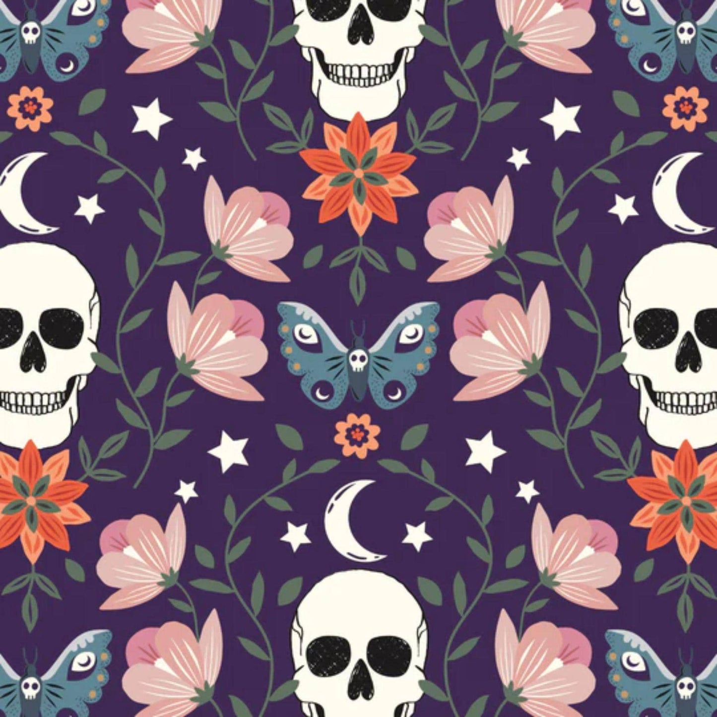 Garden Skulls Spellbound Sally Mountain Dashwood Studio Quilters Cotton Fabric Fetish