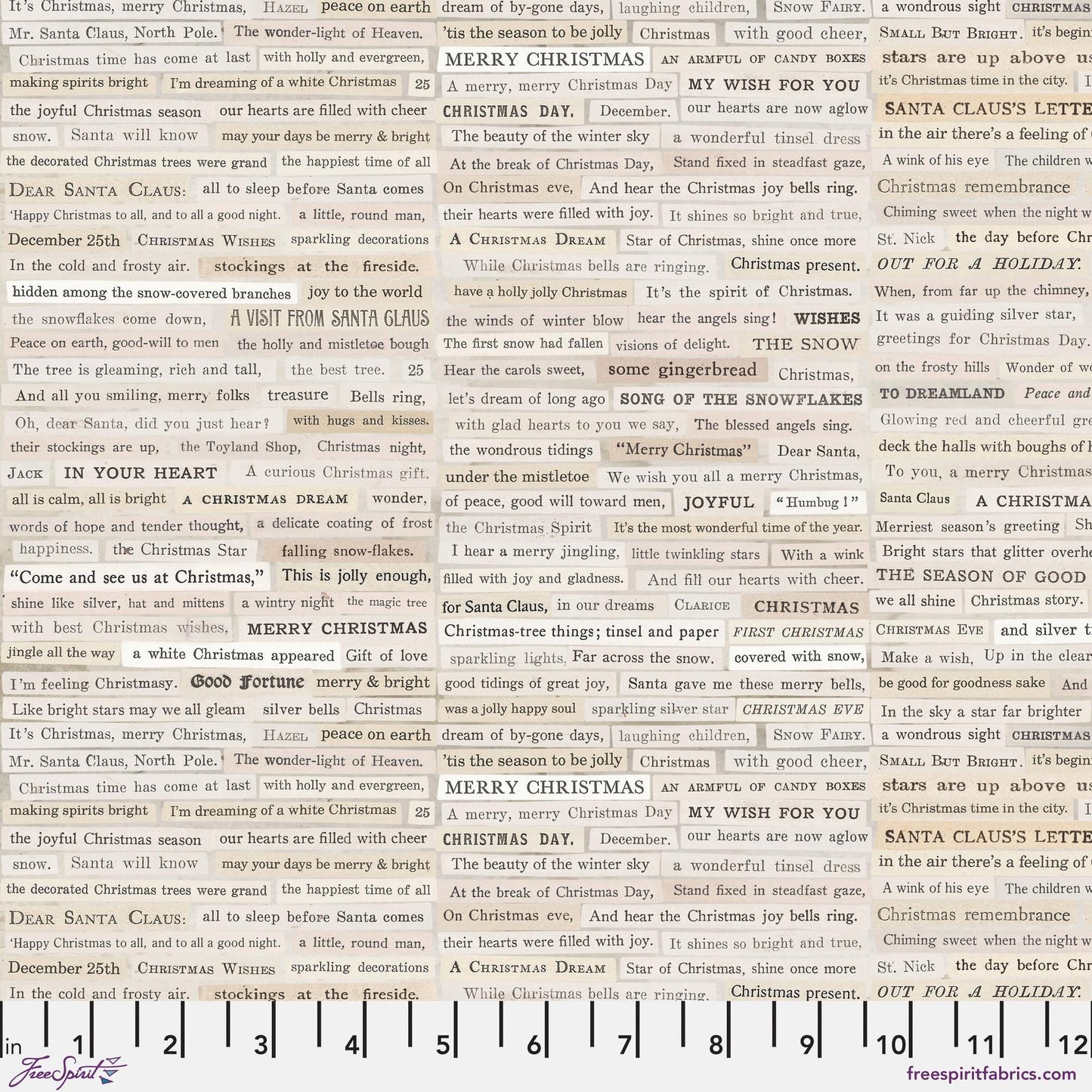 Christmas Clippings Neutral Holidays Past Tim Holtz 100% Quilters Cotton Fabric Fetish