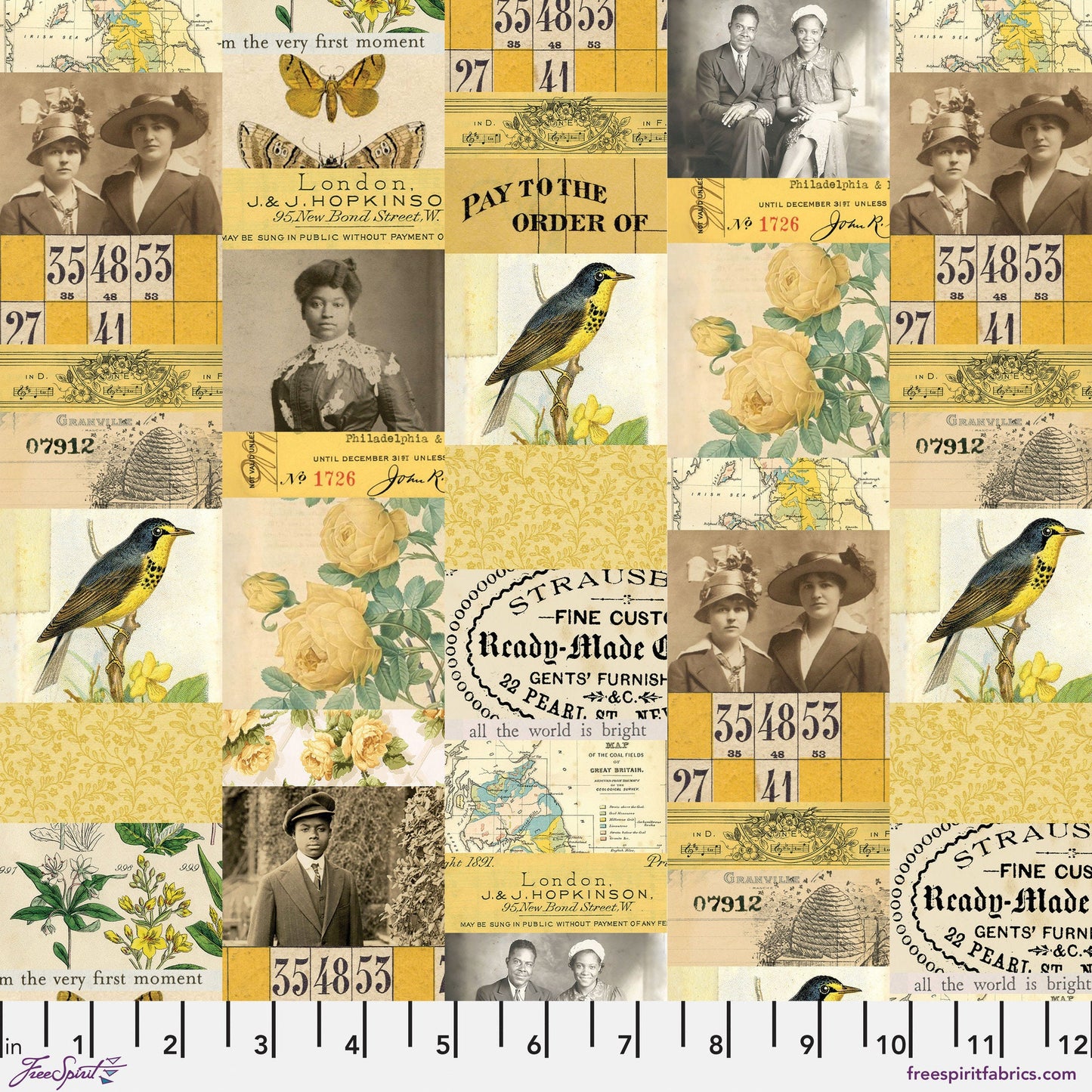 January - Palette Yellow - 10pc Fat Quarter or Half Yard Bundles- Eclectic Elements - Tim Holtz - FreeSpirit Fabrics