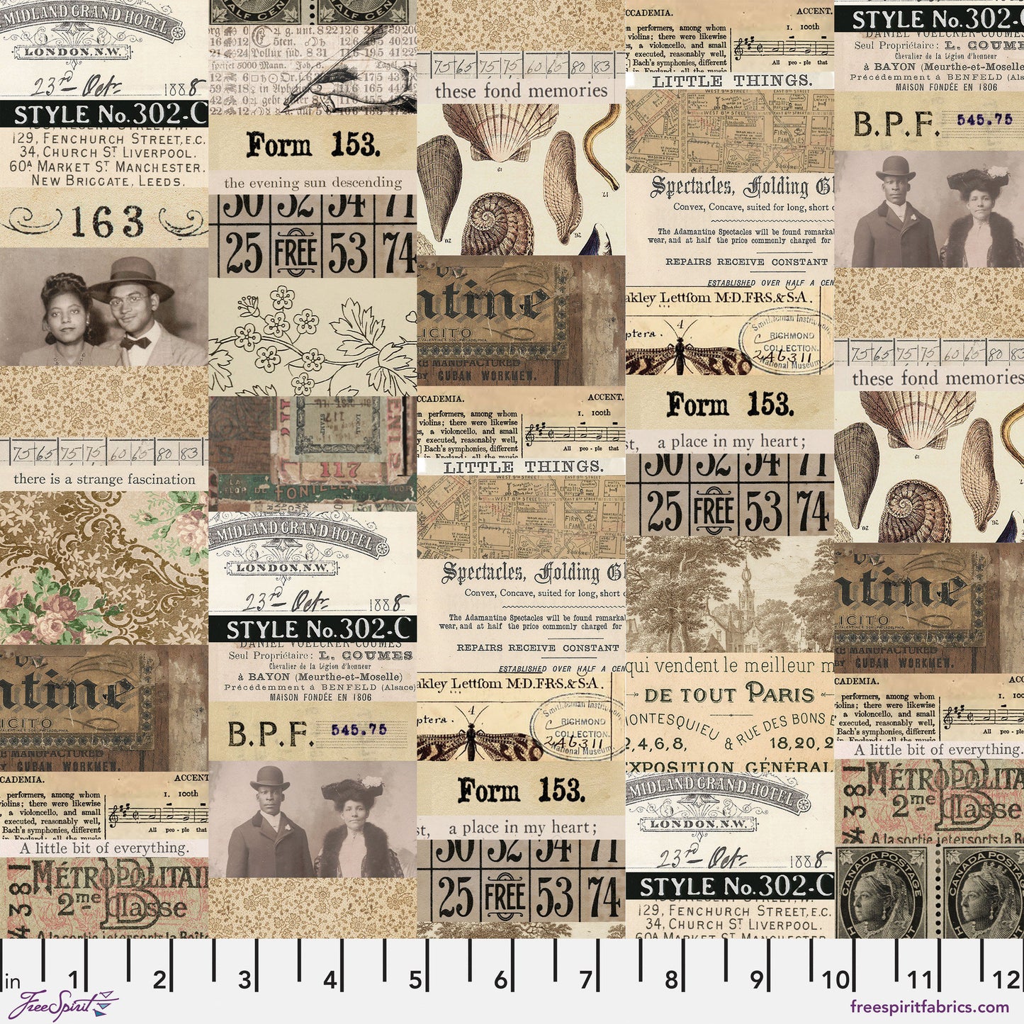 February - Palette Neutral - 10pc Fat Quarter or Half Yard Bundles- Eclectic Elements - Tim Holtz - FreeSpirit Fabrics