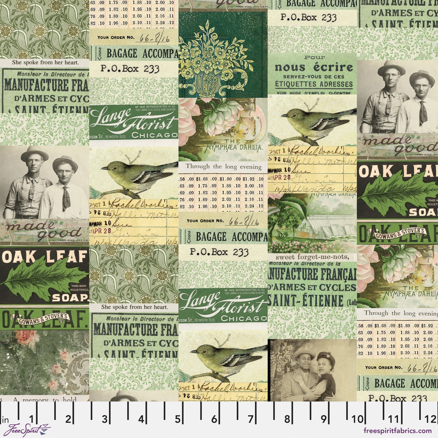 March - Palette Green - 10pc Fat Quarter or Half Yard Bundles- Eclectic Elements - Tim Holtz - FreeSpirit Fabrics