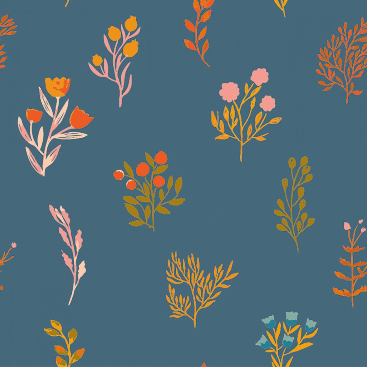 Botanical Dark Teal Stephanie Joanna Plucknell Clothworks Quilters Cotton Fabric Fetish