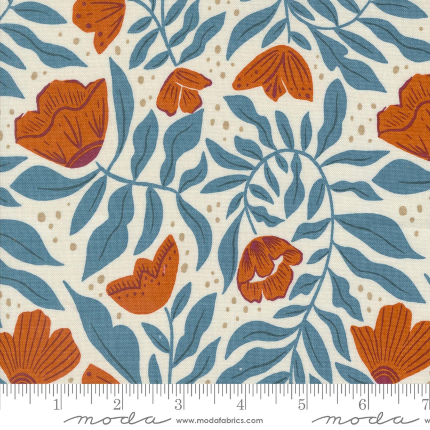 Dancing Flowers Eggshell Folk Lore Fancy That Design House Moda Quilters Cotton Fabric Fetish