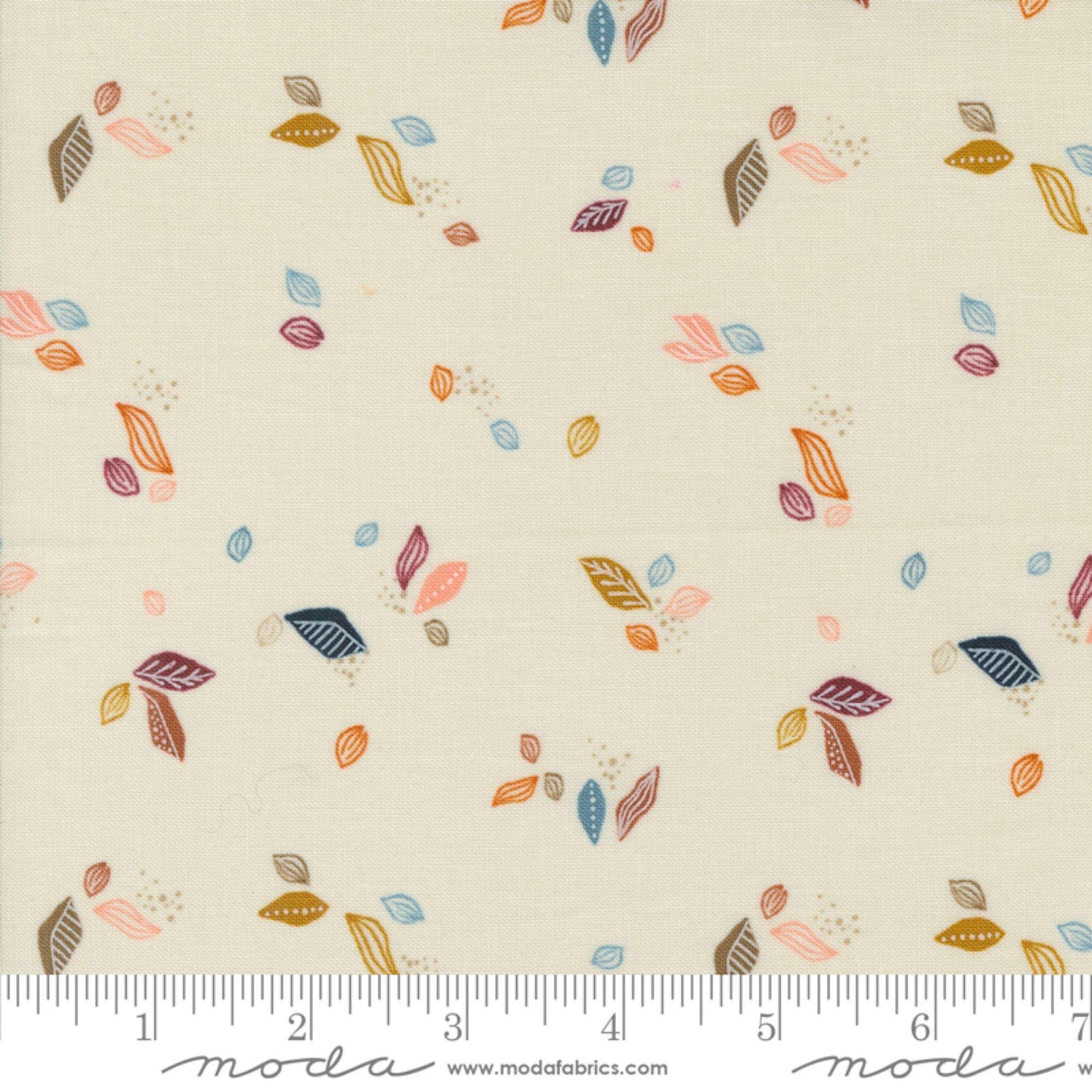 Leaf Twirl Eggshell Folk Lore Fancy That Design House Moda Quilters Cotton Fabric Fetish