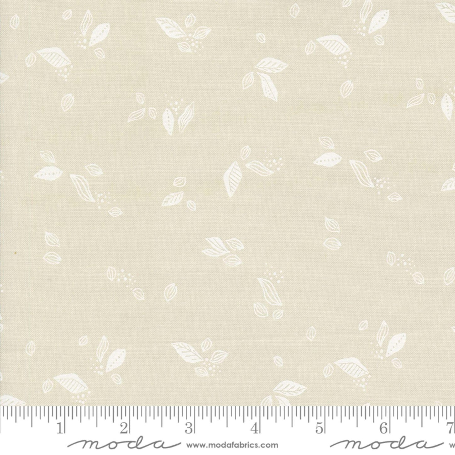 Leaf Twirl Eggshell White Folk Lore Fancy That Design House Moda Quilters Cotton Fabric Fetish