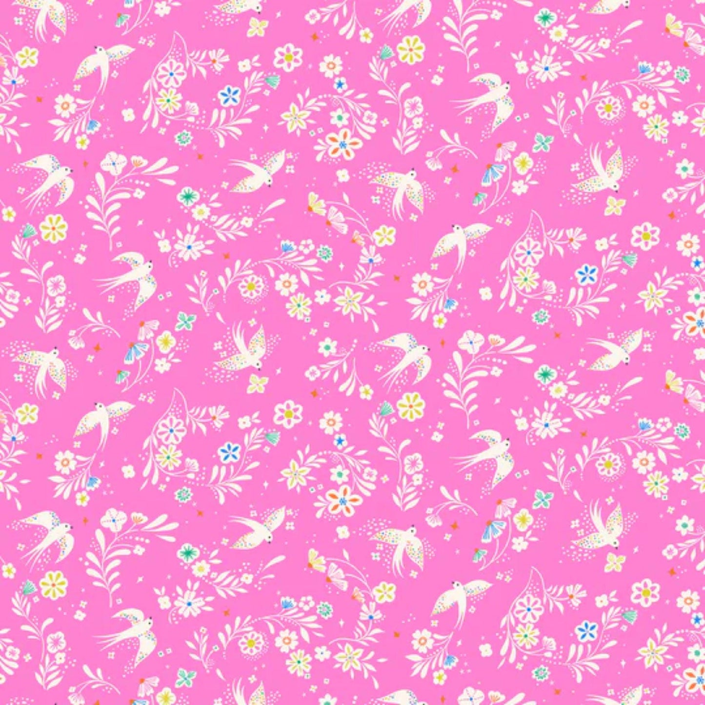 Doves Pink Songbird Bethan Janine Dashwood Studio Quilters Cotton Fabric Fetish