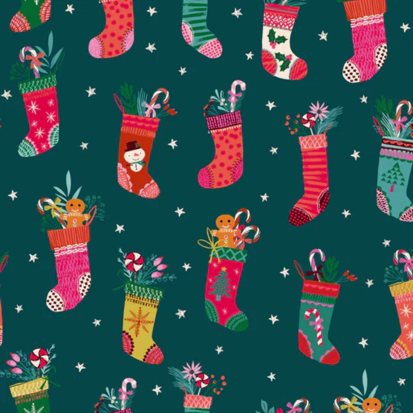 Christmas Stockings Candy Cane Christmas Helen Black Dashwood Studio Quilters Cotton Fabric Fetish