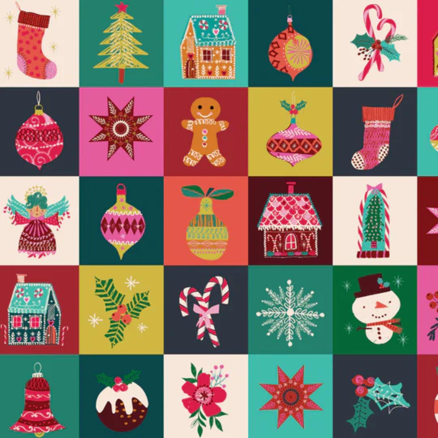 Christmas Blocks Candy Cane Christmas Helen Black Dashwood Studio Quilters Cotton Fabric Fetish