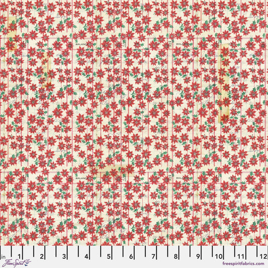 Festive Ledger Red Holidays Past Tim Holtz 100% Quilters Cotton Fabric Fetish